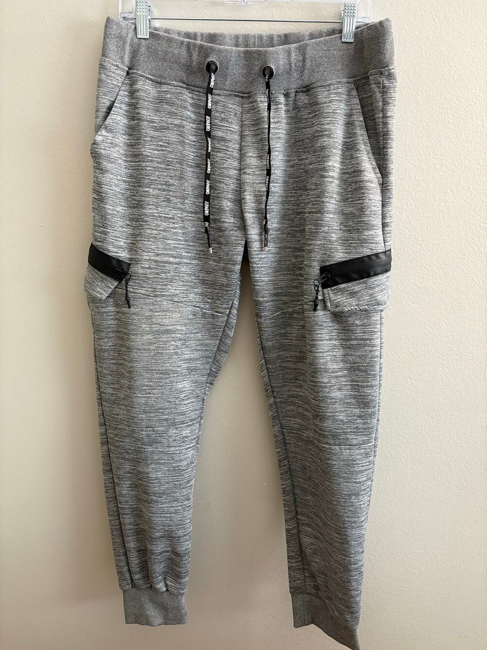Aeropostale Men's Size L Gray Heather Cargo Joggers Sweatpants Zip Pockets